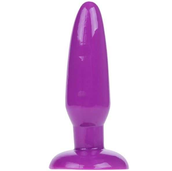 Petit plug anal lilas en gelée de 15 cm avec ventouse, confortable et doux.