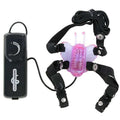 SEVEN CREATIONS pink butterfly vibrator with adjustable intensity and hands-free straps, waterproof and battery-operated.