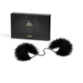 Menottes en plumes douces noires avec chaîne métal et boîte noire Bijoux Indiscrets
