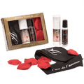 EXTASE SENSUAL kit with stimulating gel, strawberry lubricant, fantasy mask, and rose petals for intimate moments