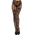 LEG AVENUE - BAS FLEURS DESIGN DOS CROTHLESS TAILLE UNIQUE