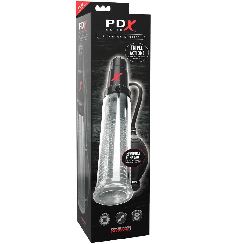 PDX ELITE - SUCK N PUMP STROKER MASTURBATEUR VIBRANT POMPE D'ASPIRATION