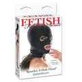 FETISH FANTASY SERIES black spandex 3-hole hood mask for unisex, breathable and stretchable with open eyes and mouth design